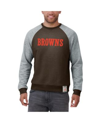 Men's Brown/Heather Gray Cleveland Browns Colorblock Pullover Sweatshirt