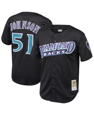 Mitchell & Ness - Men's Randy Johnson Black Arizona Diamondbacks Cooperstown Collection Mesh Batting Practice Button-Up Jersey