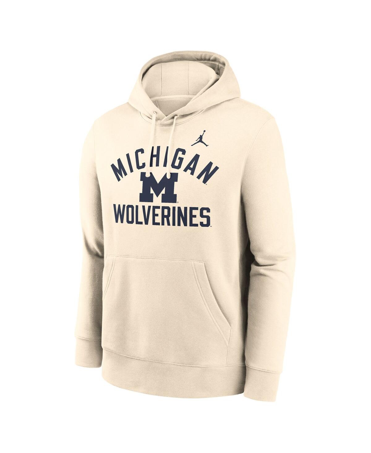 Shop Jordan Men's Cream Michigan Wolverines Arch Logo Pullover Hoodie