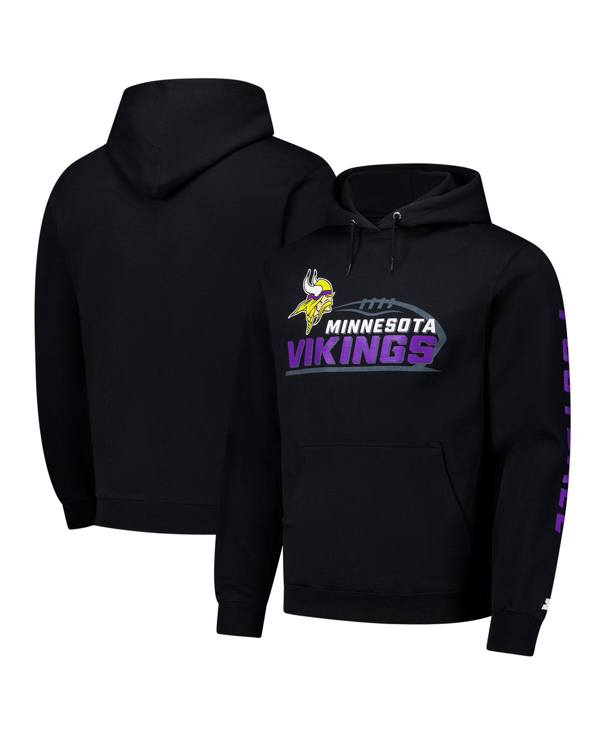 Starter Black Minnesota Vikings Vintage Pullover Hoodie In Black