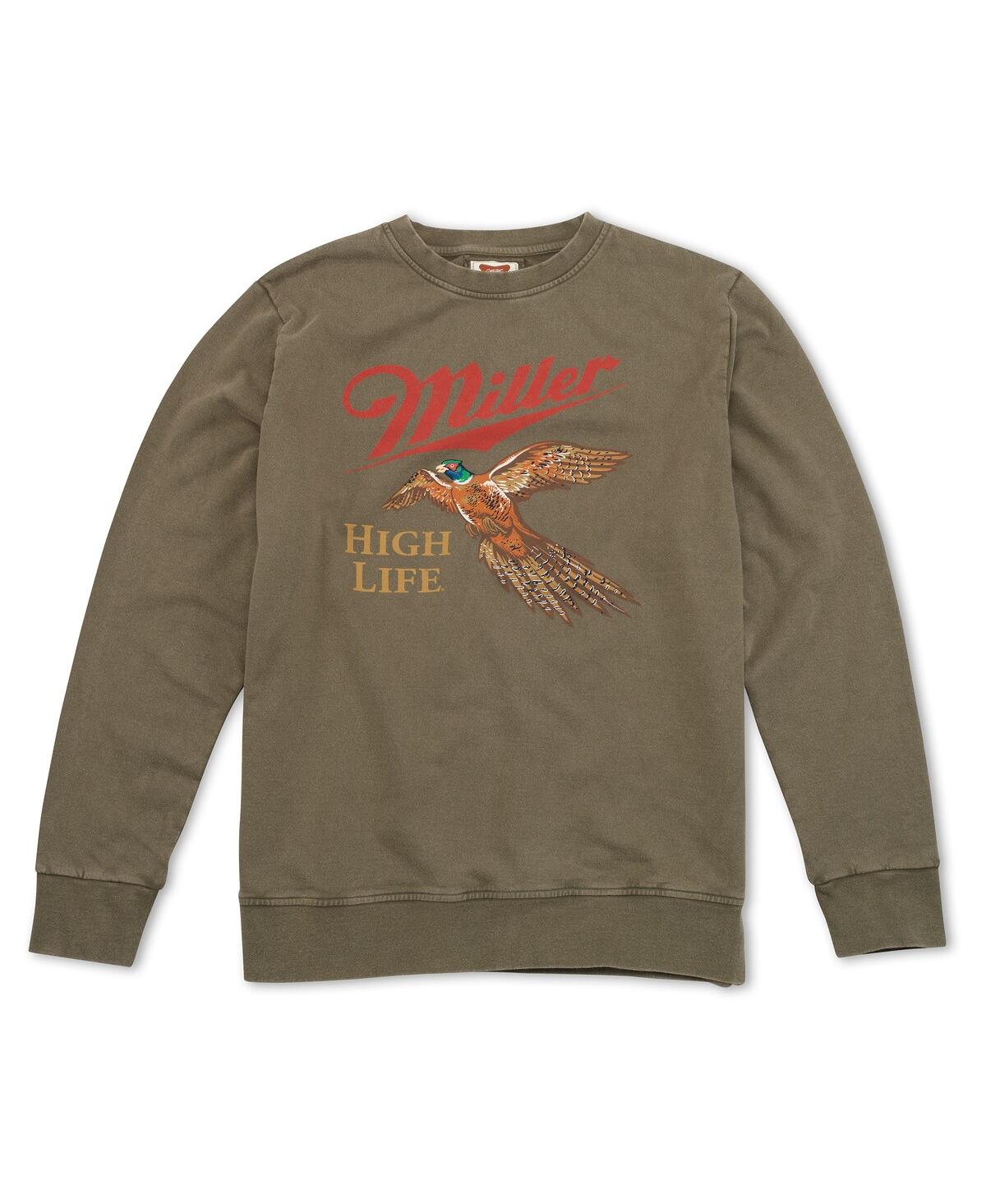 AMERICAN NEEDLE MEN'S OLIVE MILLER HIGH LIFE SUNDAY FLEECE PULLOVER SWEATSHIRT 