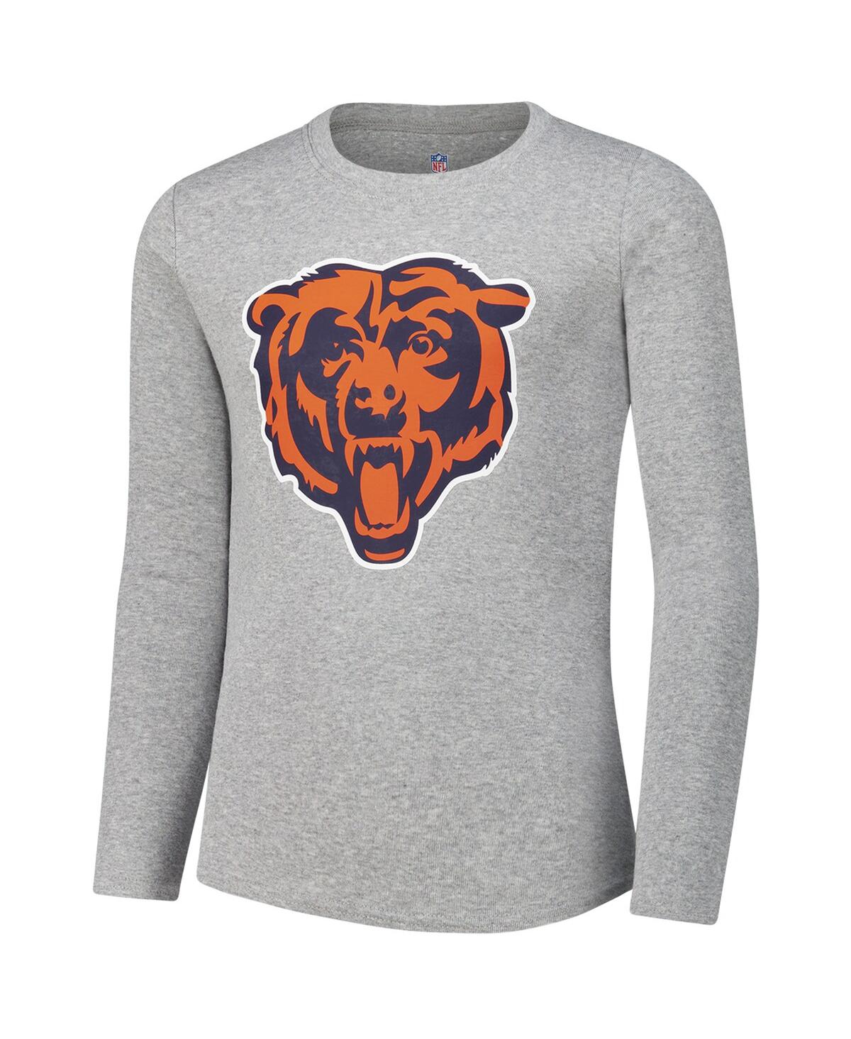 Outerstuff Big Boys And Girls Chicago Bears Long Sleeve T-shirt And Pants Sleep Set In Heather Gray