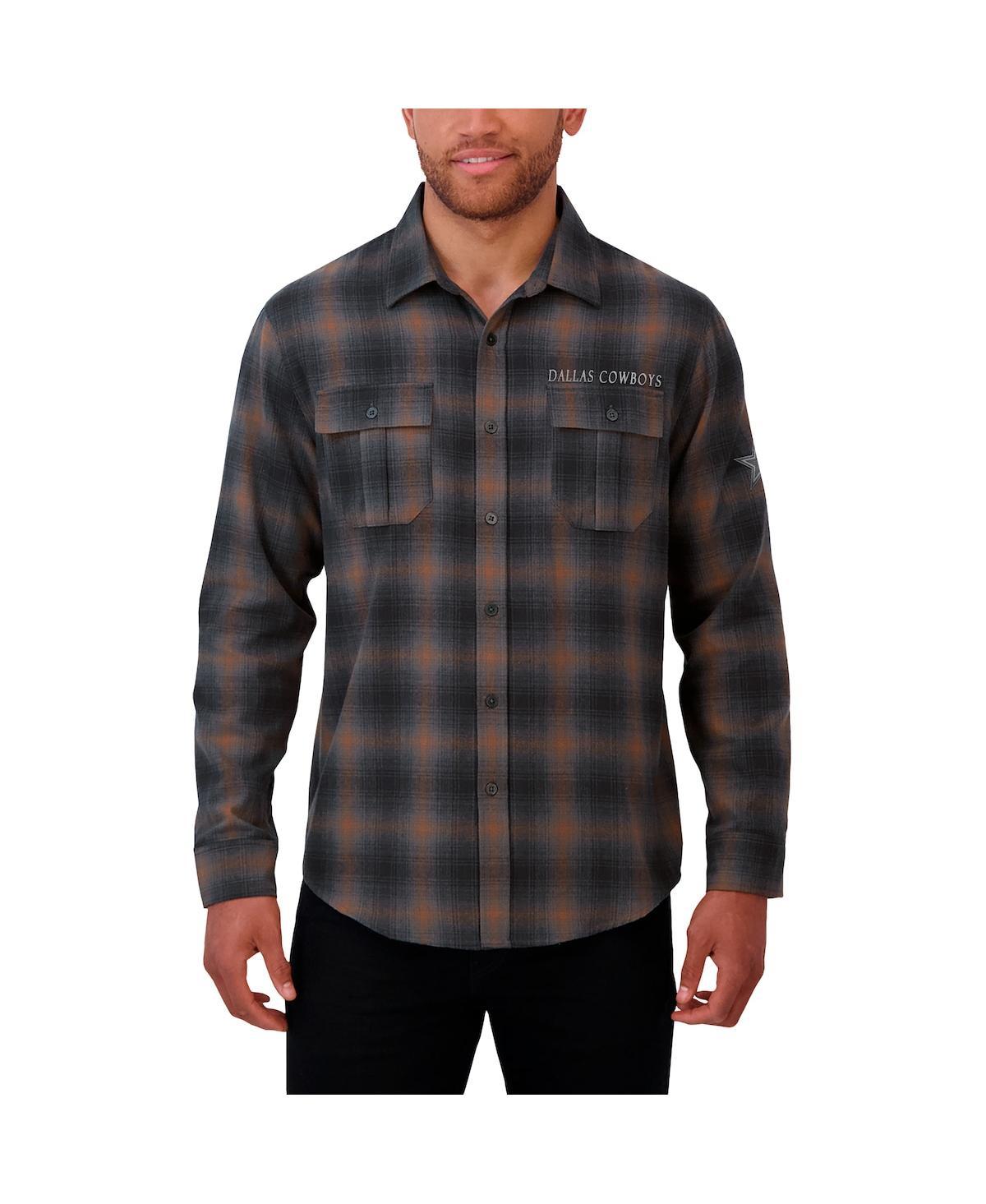 Fanatics Men's Charcoal/tan Dallas Cowboys Classic Flannel Long Sleeve Button-up Shirt In Charcoal