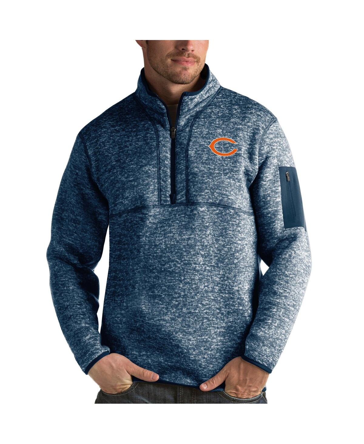Men's Heather Navy Chicago Bears Fortune Quarter-Zip Pullover Jacket - Heather Navy