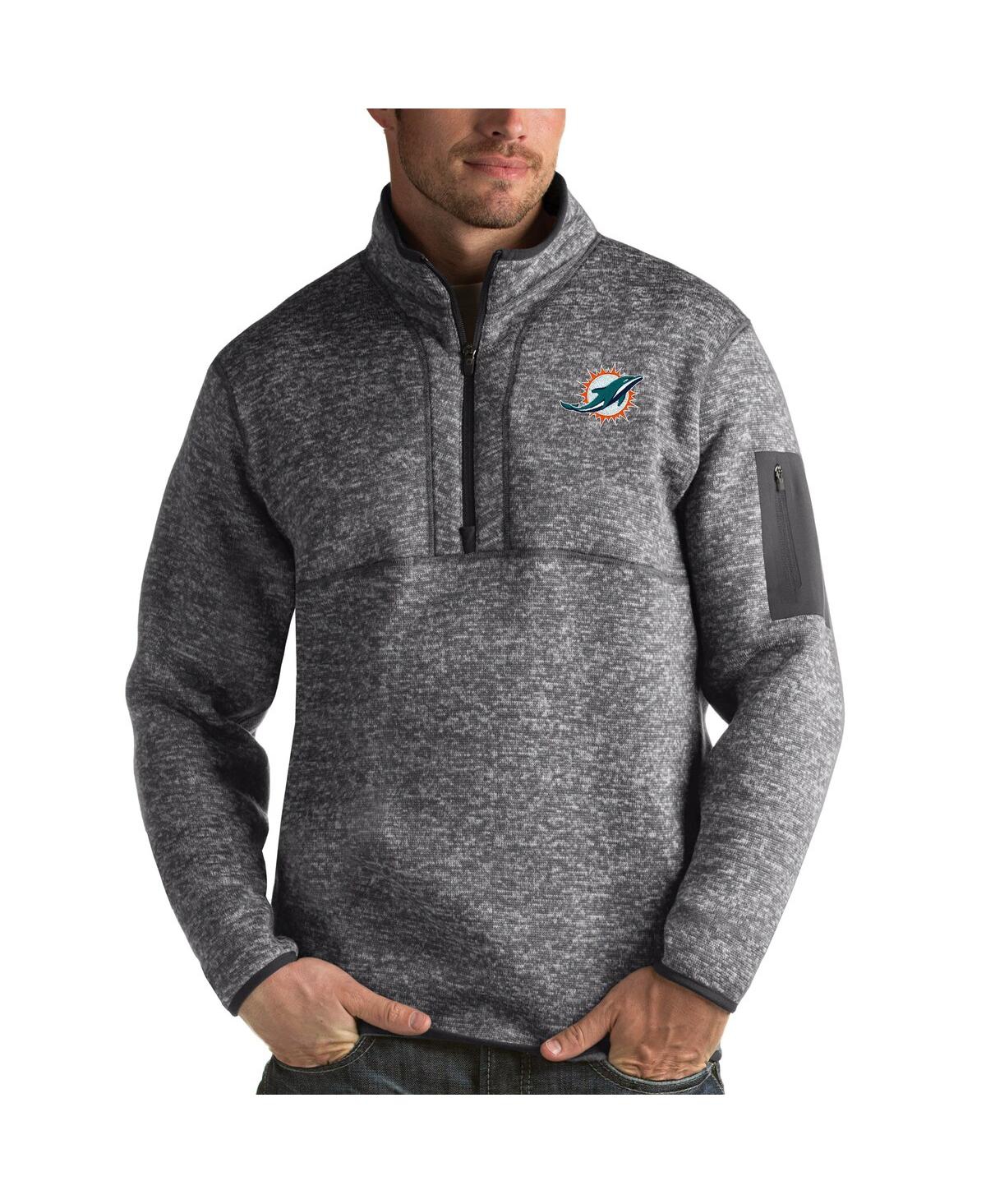 Men's Charcoal Miami Dolphins Fortune Quarter-Zip Pullover Jacket - Charcoal