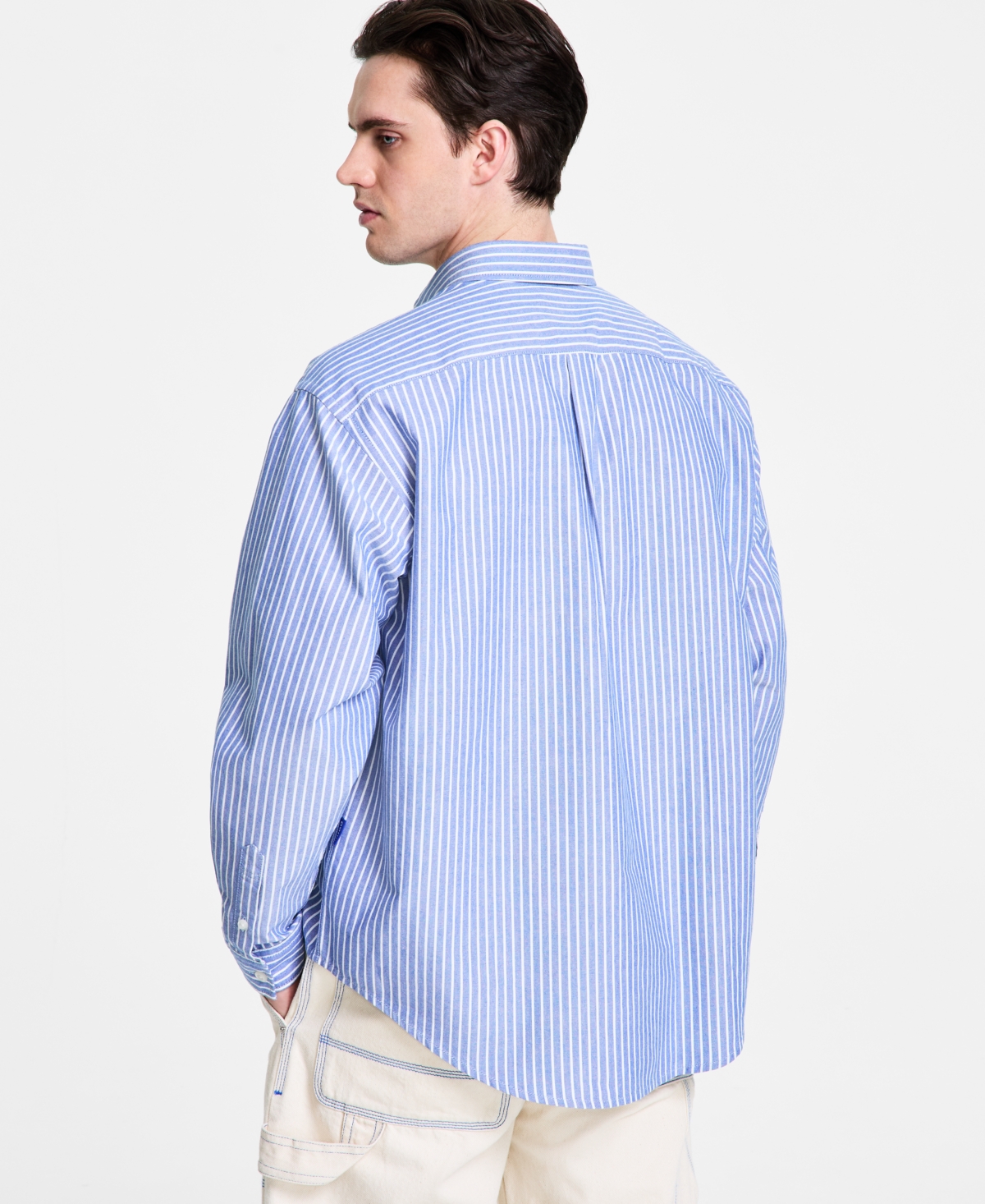 Hugo Boss Hugo By  Men's Oversized-fit Stripe Shirt In Open Blue