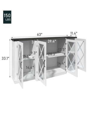 63-Inch 1 Pc Wooden Adjustable Shelves Storage Farmhouse TV Stand