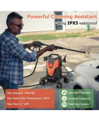 2400 PSI Electric Pressure Washer with 4 Universal Wheels