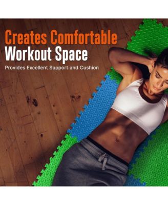 6-Piece Puzzle Exercise Mat, EVA Foam Tiles, Blue/Green