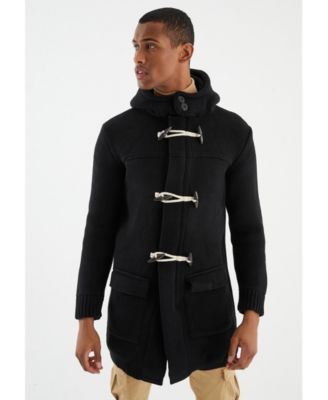 Men's Men s Long Hooded Knit Coat-Style Cardigan with Toggle Closure