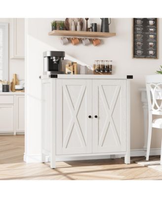 Farmhouse Buffet Cabinet with Adjustable Shelf and Barn Doors