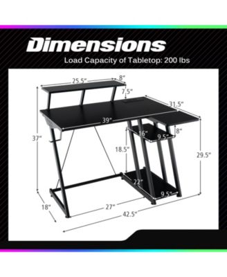 L Shaped Gaming Desk with Outlets and USB Ports