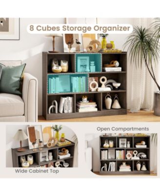 3-Tier Open Bookcase 8-Cube Floor Standing Storage Shelves Display Cabinet