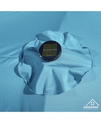 Outdoor Double-Sided Patio Umbrella with Base 36 LED Light Market Umbrella with Cover