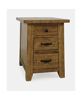 Telluride Rustic Farmhouse Solid Wood USB Charging Chairside End Table