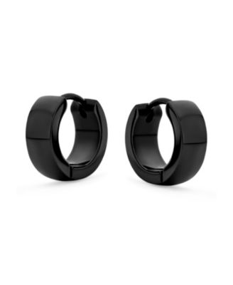 Simple Basic Polished Round Huggie Hoop Kpop Earrings Stainless Steel