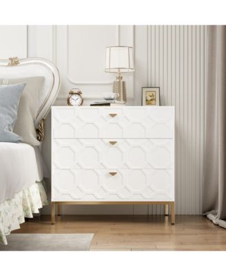 Wooden 3-Drawer Storage Cabinet Table