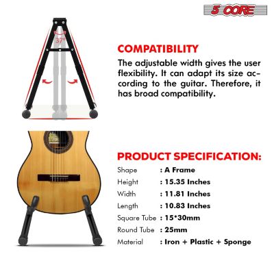 Guitar Stand 2PC A Frame w Soft Foam Arm Non Slip Rubber for Acoustic Electric Bass