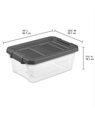 16 Qt Clear Plastic Stacking Storage Containers with Gray Lid (6 Pack)