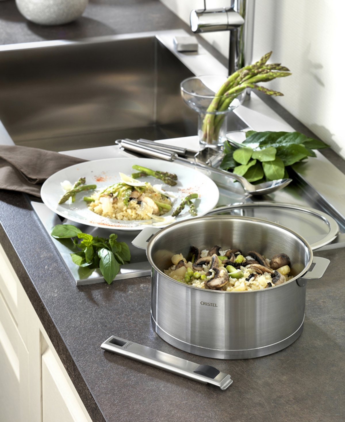 Cristel Stainless Steel 1 Quart Strate Saucepan With Lid In Silver