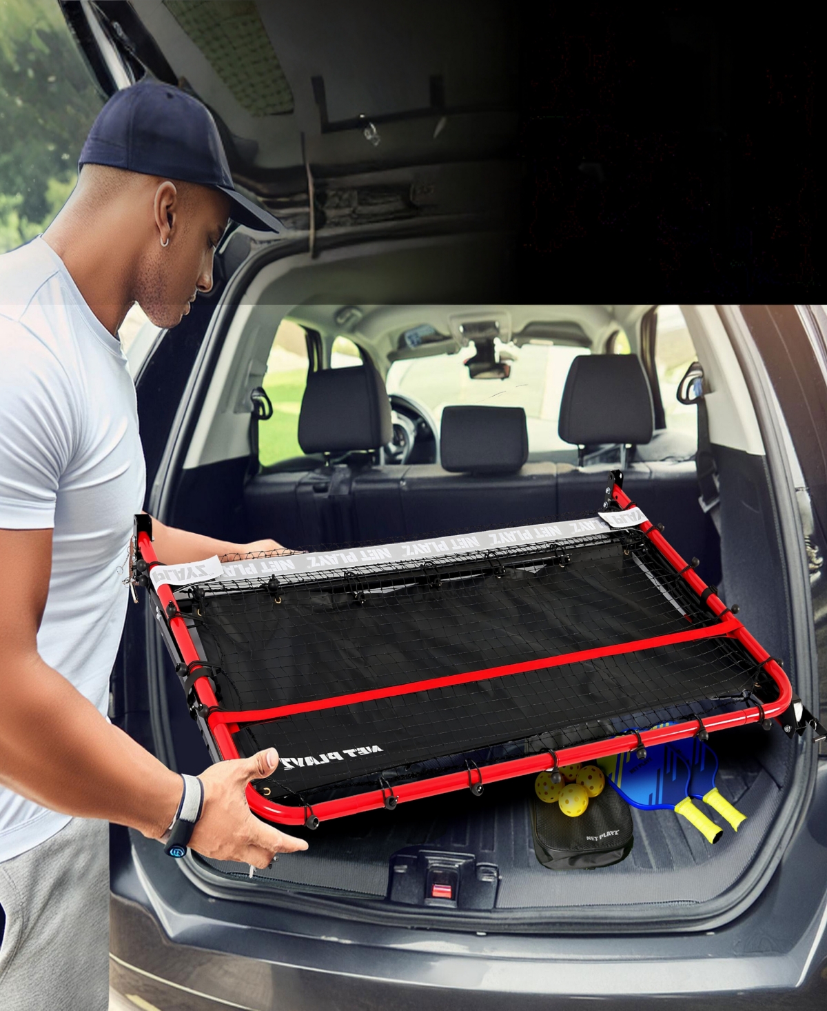 Net Playz 4' Portable Pro Pickleball Rebounder In Red