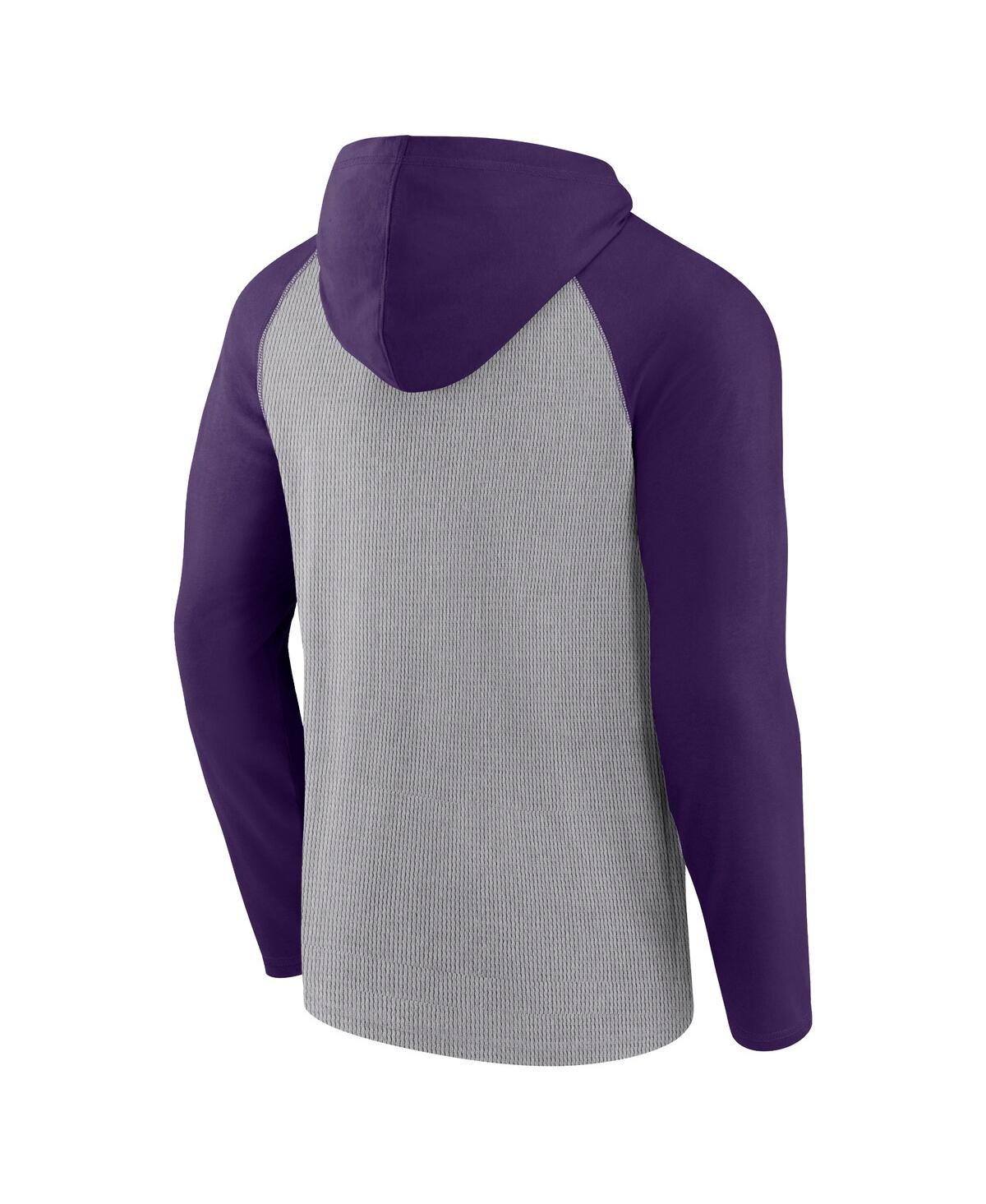 Fanatics Men's Gray/purple Baltimore Ravens Under Center Long Sleeve Hoodie T-shirt In Gray,purple