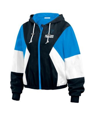 Women's Black/Blue Carolina Panthers Color Block Full-Zip Windbreaker Jacket