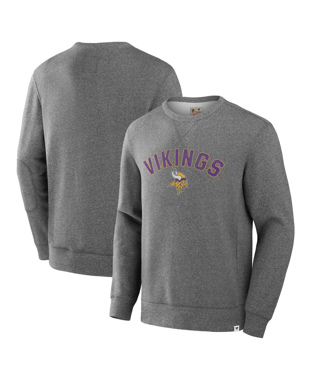 Fanatics Men's Heather Gray Minnesota Vikings Loop Terry Pullover Sweatshirt In Heather Gray