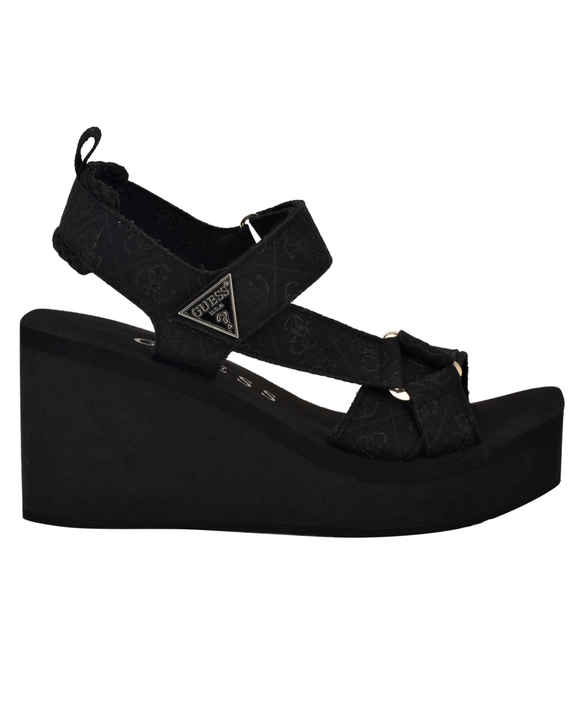 Guess Women's Daysa Quattro-g Strappy Eva Wedge Sandals In Black Logo