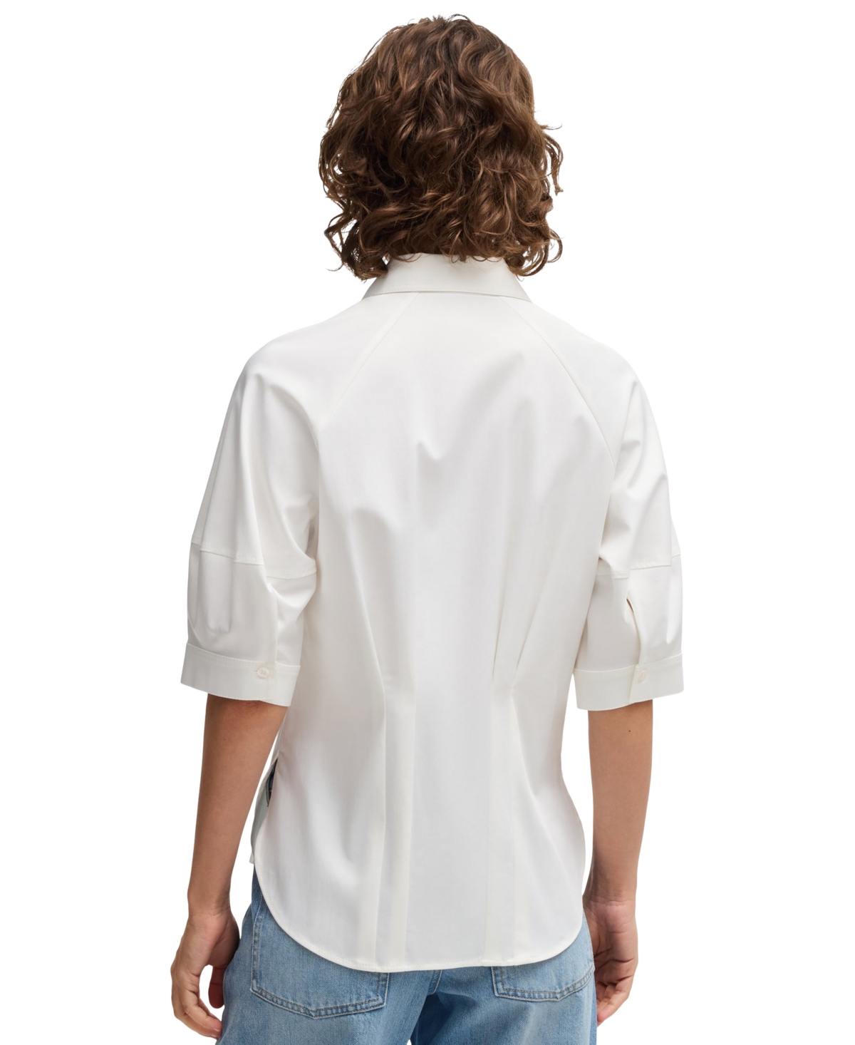 Hugo Boss Boss Belaurena Puff Elbow Sleeve Button-up Shirt In White