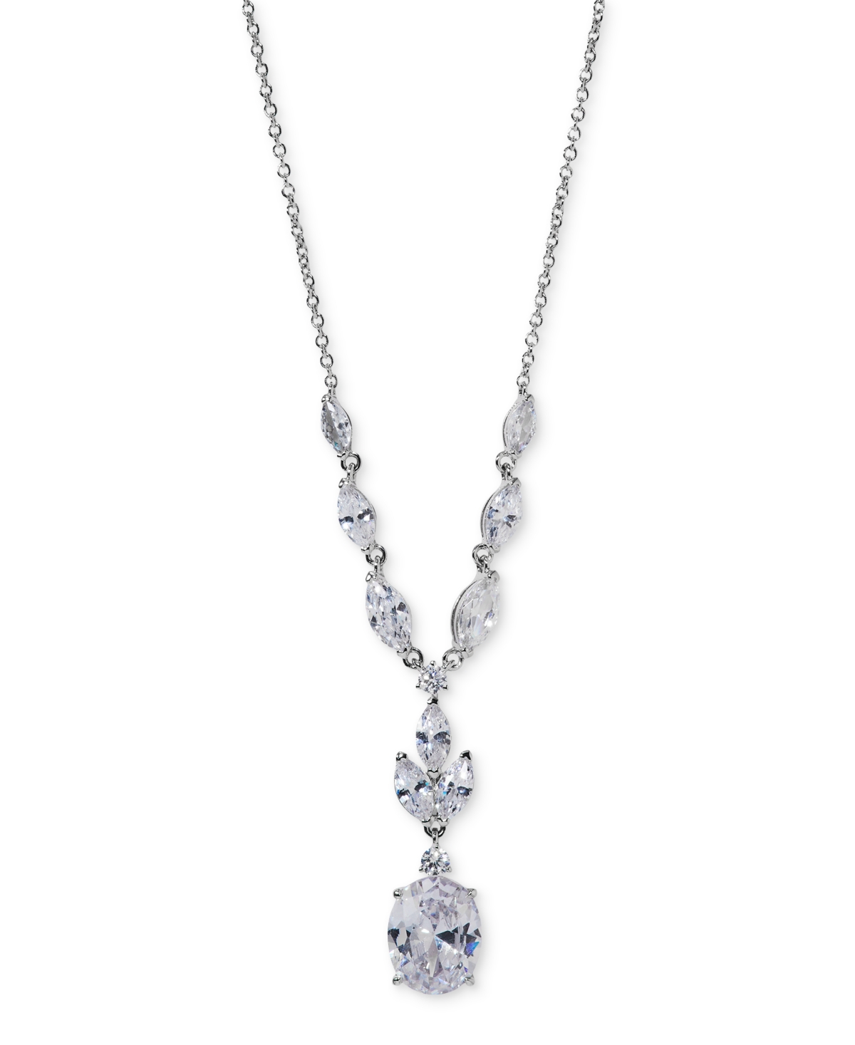 Eliot Danori Silver-tone Cubic Zirconia Lariat Necklace, 16" + 2" Extender, Exclusively At Macy's In Rhodium