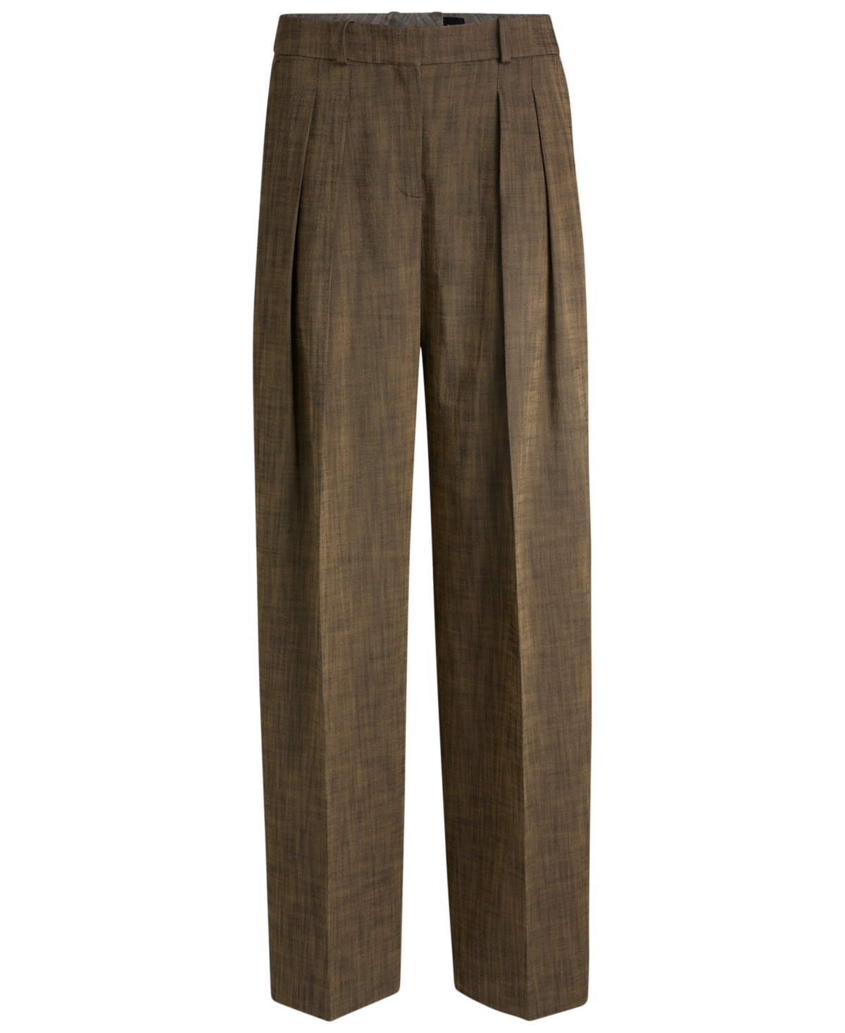 Hugo Boss Regular-fit Trousers In Melange Sharkskin In Open Misc