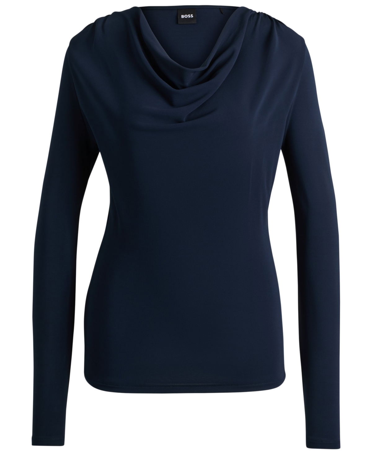 Hugo Boss Boss Eseyana Drape Neck Knit Top In Dark Blue