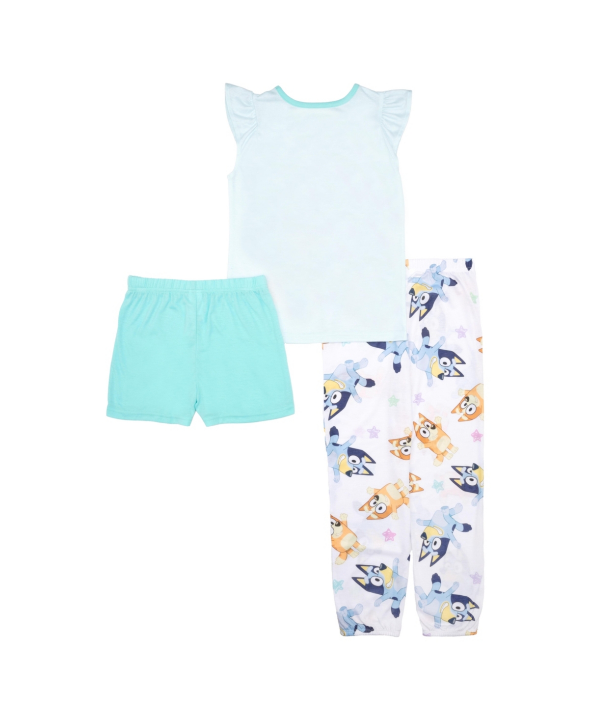 Bluey Big Girls Short Sleeve Frill Tank, Shorts And Jogger Bottoms, 3-piece Pajama Set In Assorted