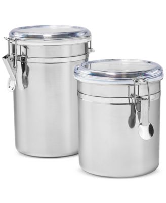 Stainless Steel Clamp-Lid Canisters, Set of 2, Exclusively at Macy's