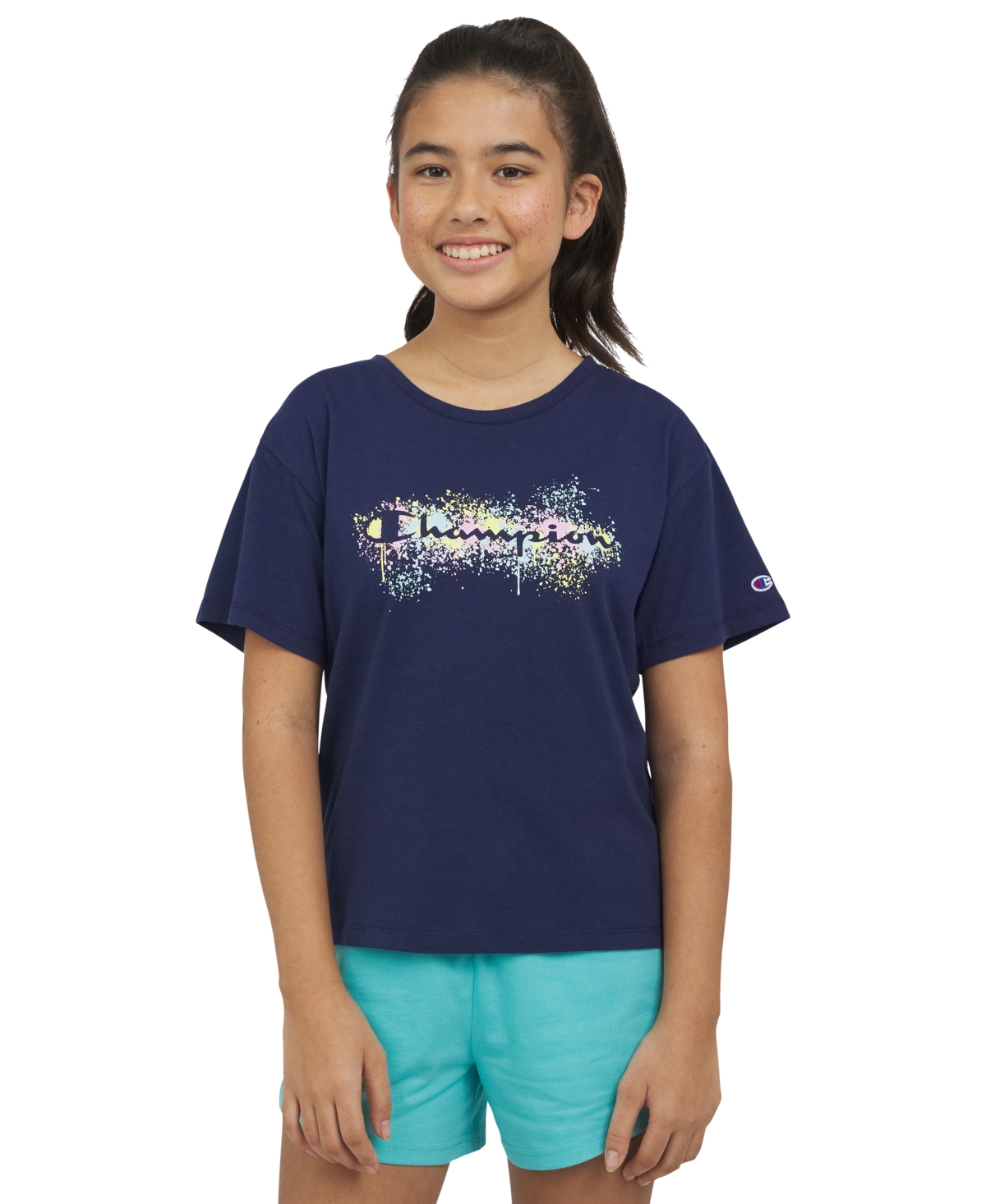 CHAMPION BIG GIRLS LOOSE-FIT LOGO T-SHIRT 
