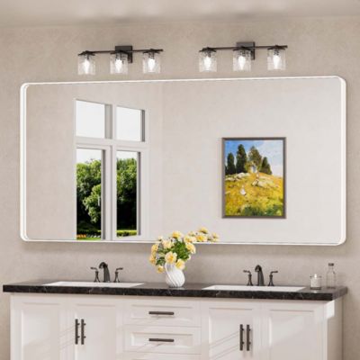 72x36 Inch Brushed Gold Bathroom Vanity Mirror Tempered Glass Metal Framed