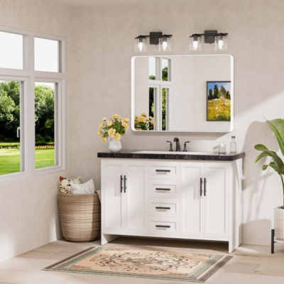 40x30 Inch Brushed Gold Bathroom Vanity Mirror Tempered Glass Metal Framed