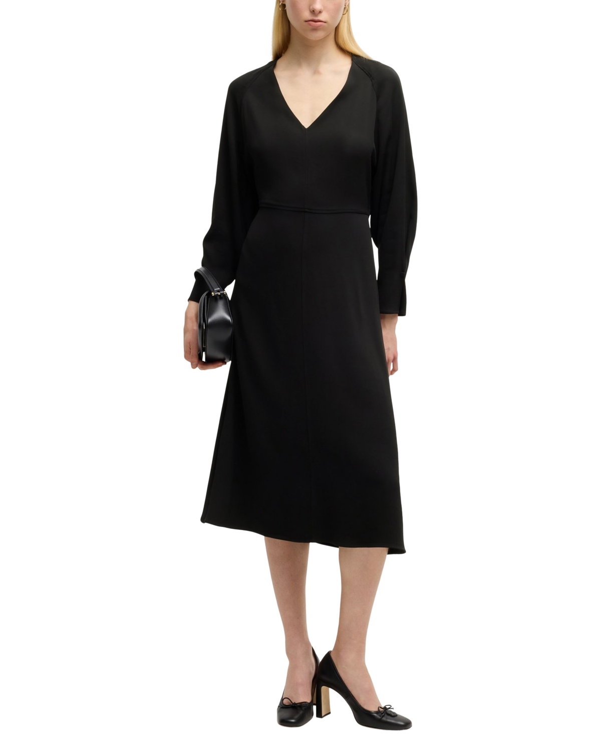 Hugo Boss Boss By  Women's Relaxed-fit V-neck Dress In Black