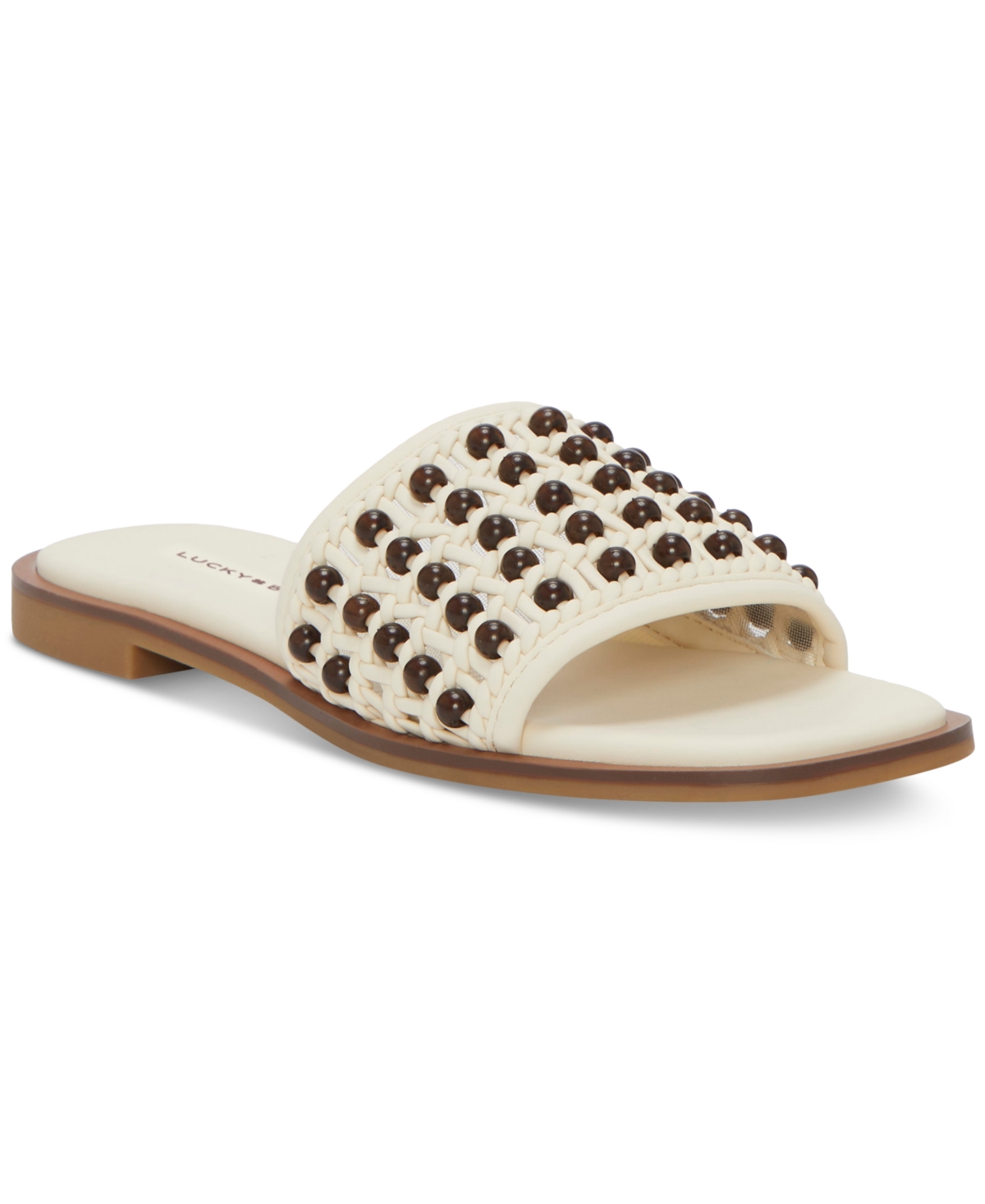 LUCKY BRAND WOMEN'S GIDYA BEADED SLIDE FLAT SANDALS 