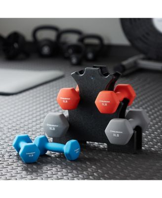Neoprene Dumbbell Hand Weights with Stand, 32 lbs (3 lb, 5 lb, 8 lb Pairs)