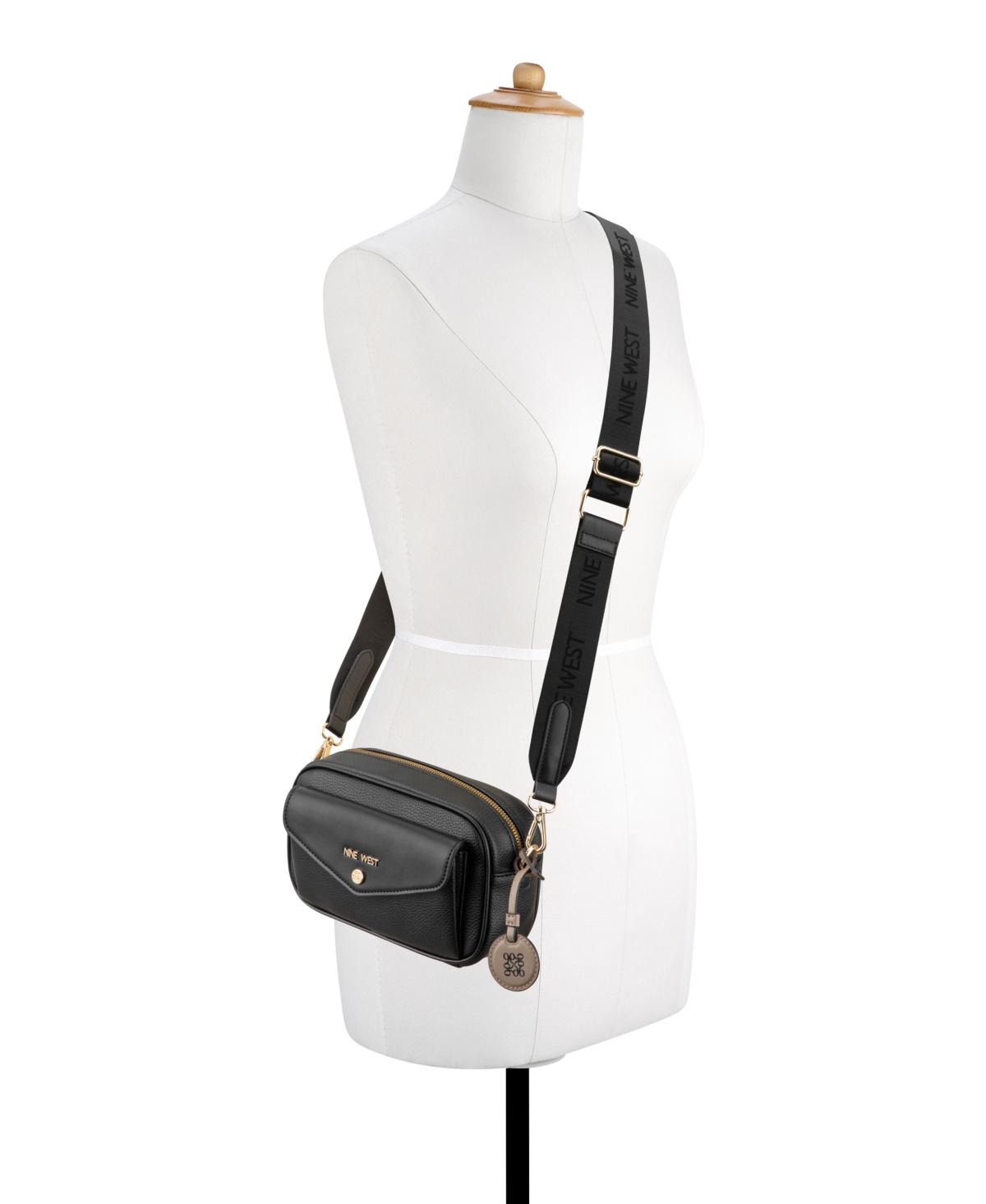 Nine West Caireann Camera Small Crossbody Bag In Black