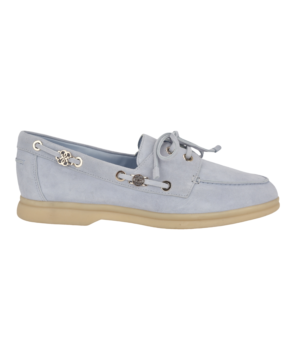 Guess Women's Yomaya Charms Boat Shoe Loafers In Light Blue Suede