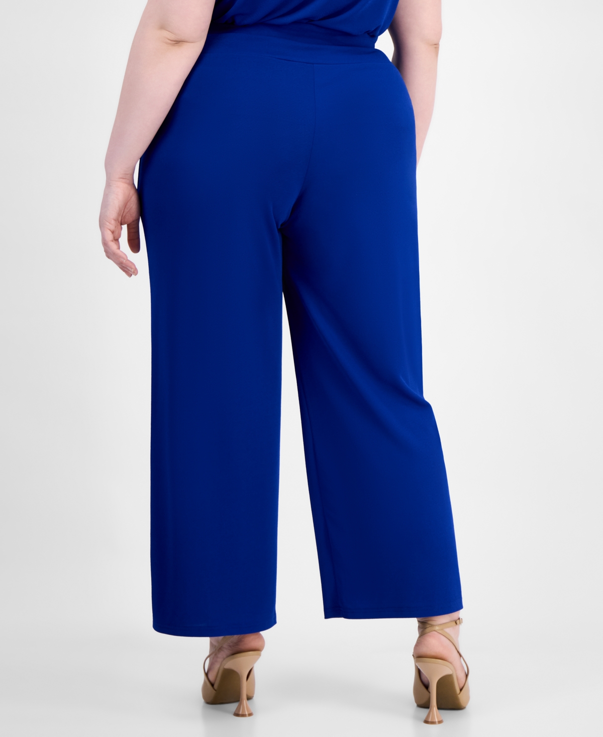 Anne Klein Plus Size Wide-leg Pull-on Palazzo Pants In Santorini Blue