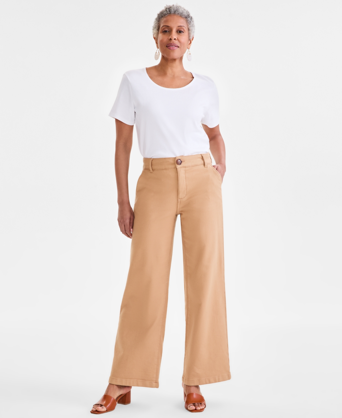 STYLE & CO PETITE MID-RISE DOBBY TWILL WIDE-LEG PANTS, EXCLUSIVELY AT MACY'S 