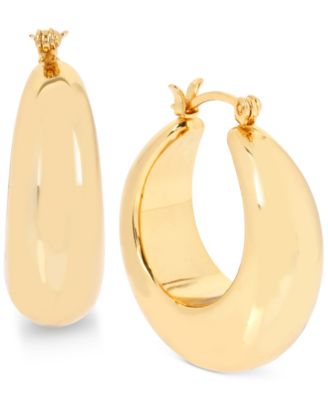Hint of Gold - Wide Hoop Earrings in 14k Gold-Plated Metal
