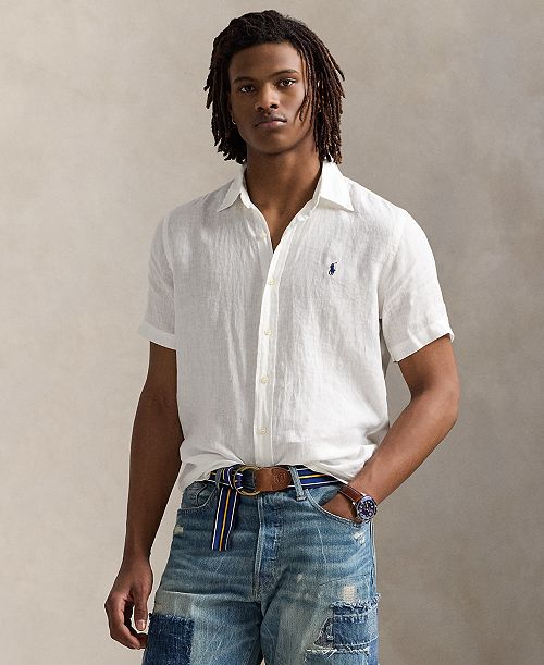 alfani Polo Ralph Lauren Men's Short-Sleeve Linen Button-Up Men's Fashion & Accessories