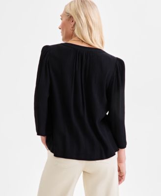 Women's Split-Neck 3/4-Sleeve Top