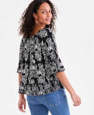 Petite Printed On/Off-The-Shoulder Top, Exclusively at Macy's