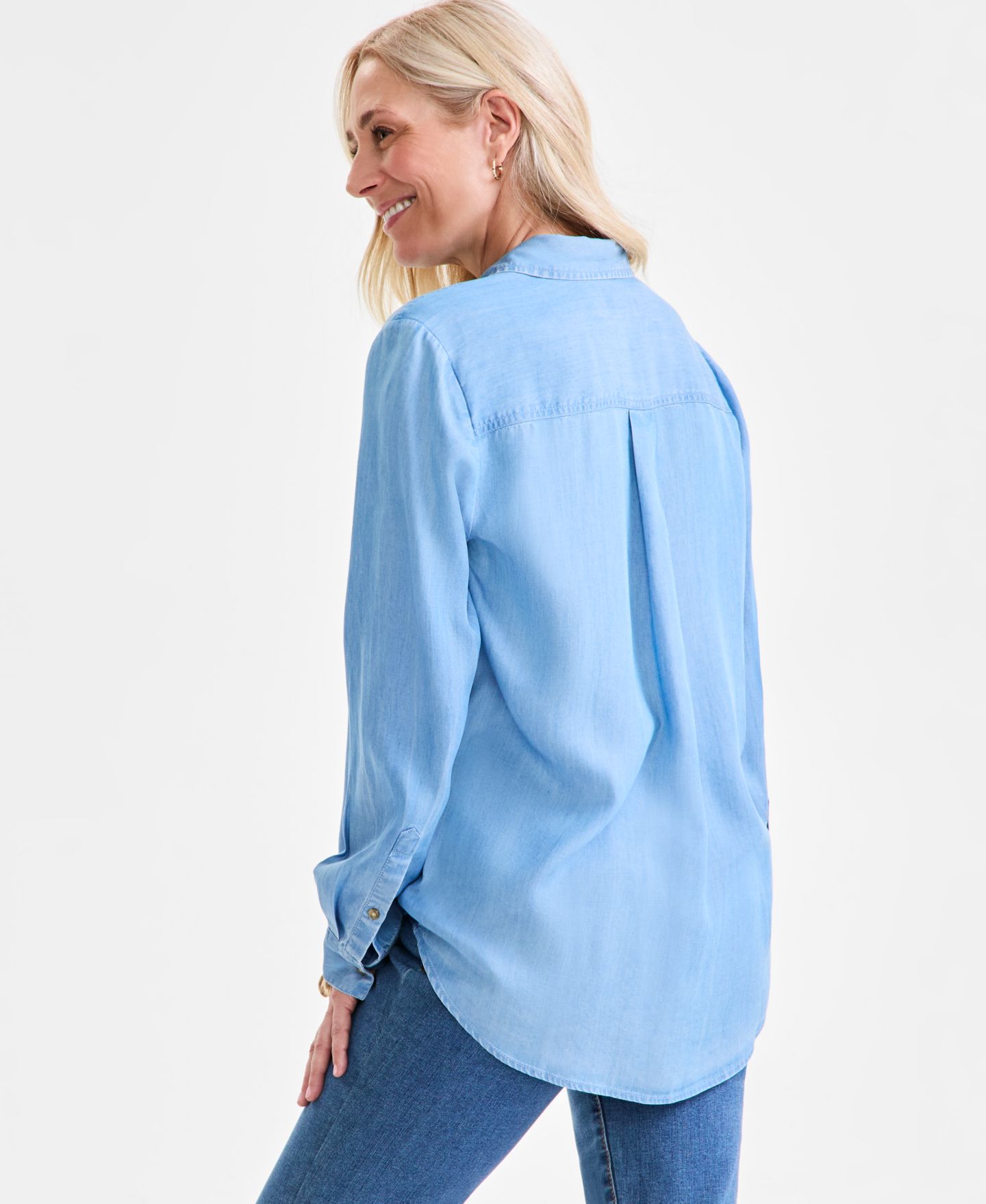 Женская рубашка Style & Co Chambray Button-Up Perfect, цвет: Варёный, вариант 1 — фото 4
